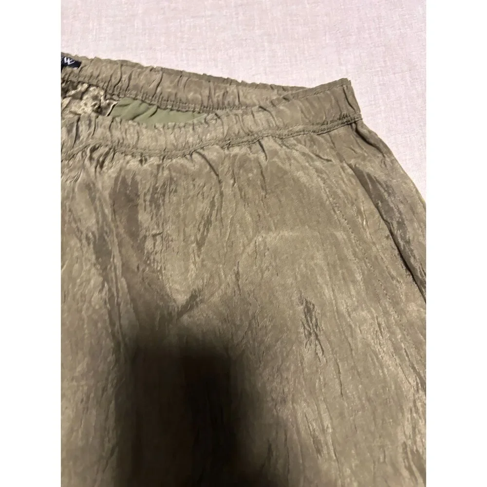 J. Crew Stratus Pant in Textured Satin Womens Size Large Petite Green NEW